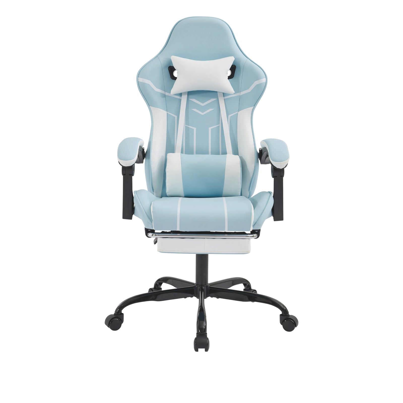 Gaming Chair, Computer Chair Ergonomic Chair With Footrest Office Chair Ergonomic Computer Chair With Lumbar Backrest Bluewhite