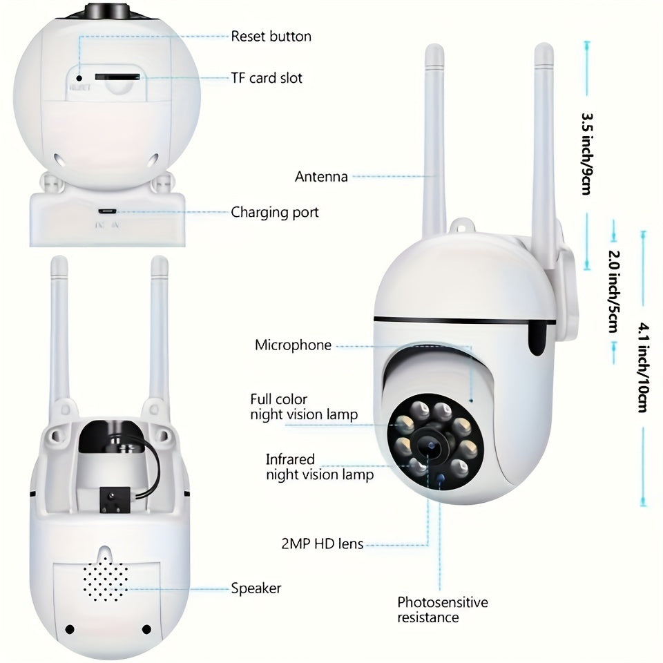 360  Wireless Camera Outdoor WiFi Night Vision Cam HD 1080P Home Security System