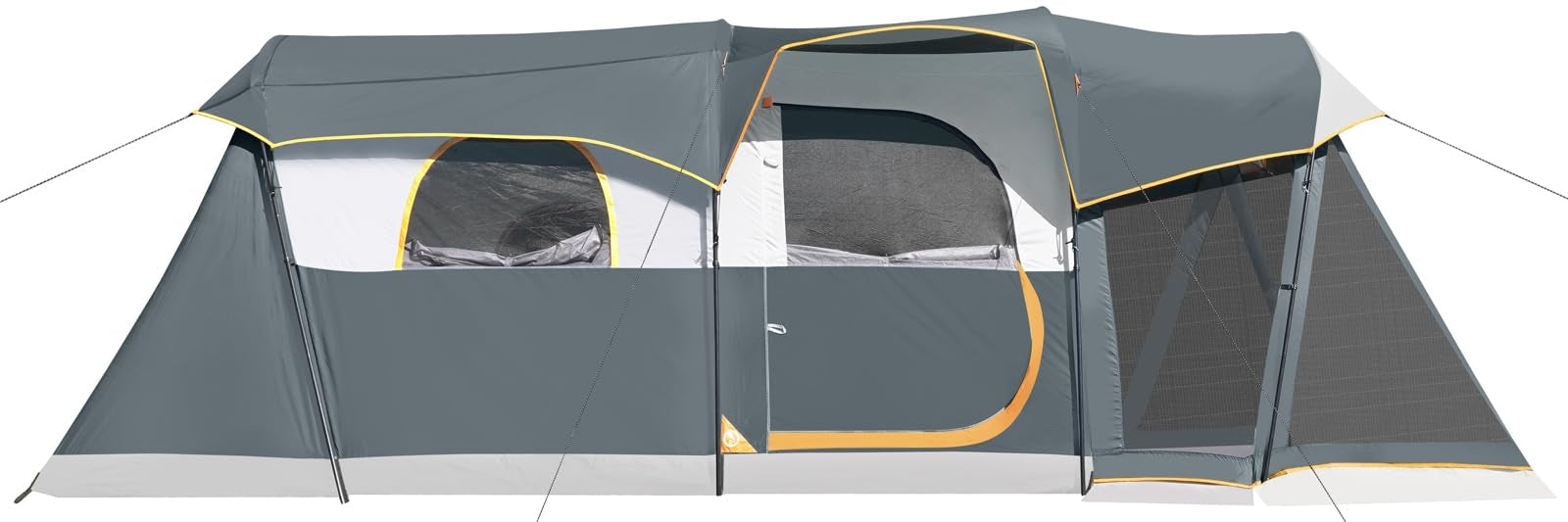 8-Person Waterproof Tunnel Tent with Screened Porch – Extra Large Family Camping Tent 20' x 9', Cabin Style, Rain Fly Included