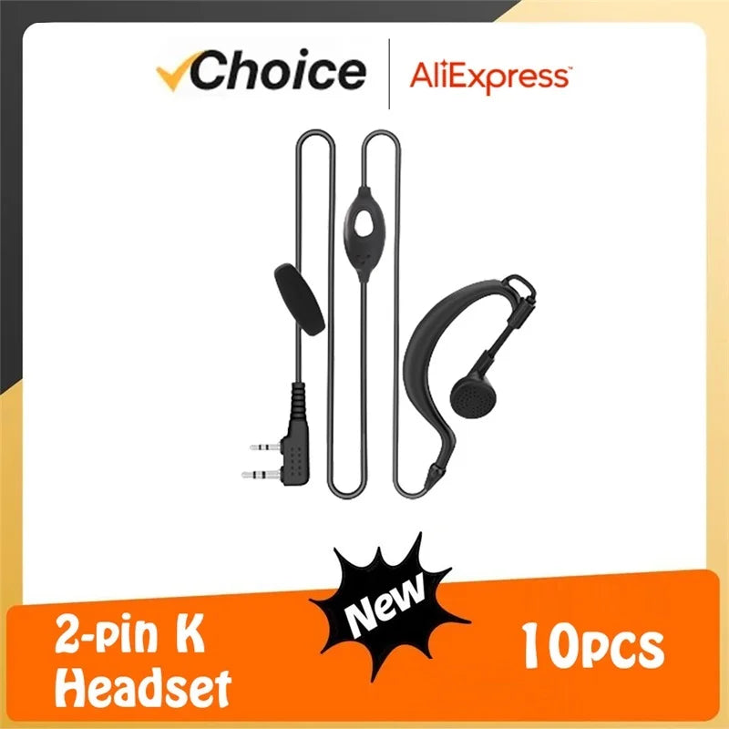 10PCS Walkie Talkie Headset QuanSheng UV-K5 Earpiece UV-K6 UV 5R Plus DM-1701 888s DMR Headphone Two Way Radio Accessories