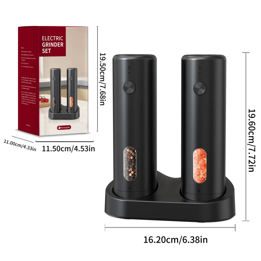 1pc/2pcs MINI USB Rechargeable Automatic Pepper Grinder Adjustable Coarseness Salt And Pepper Mill for Kitchen Spice Grinder