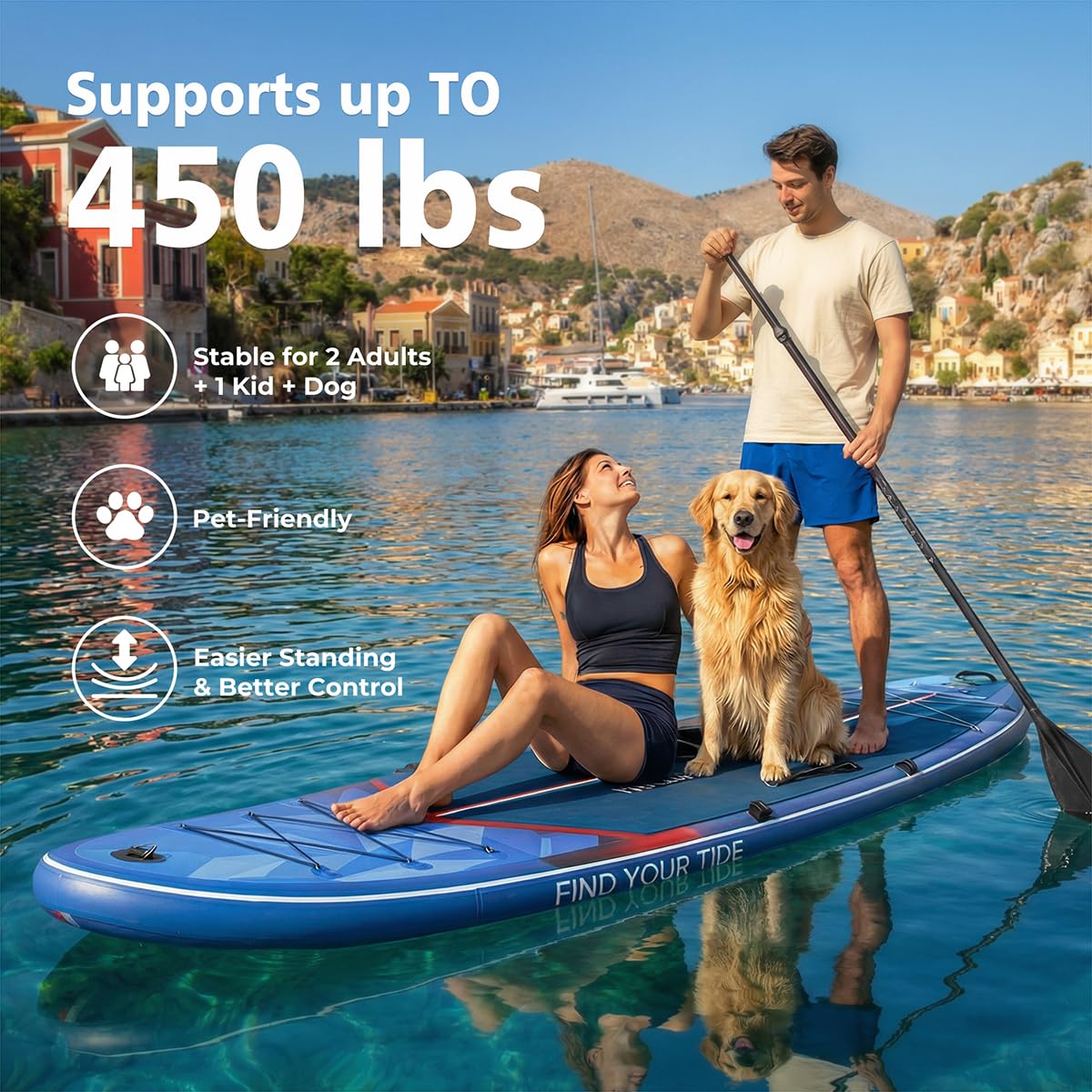 PRAISUN All-Round Inflatable SUP – 12' x 35" Wide Stand Up Paddle Board for Yoga, Fishing & Family Fun | Includes Deluxe Seat & Complete Kit