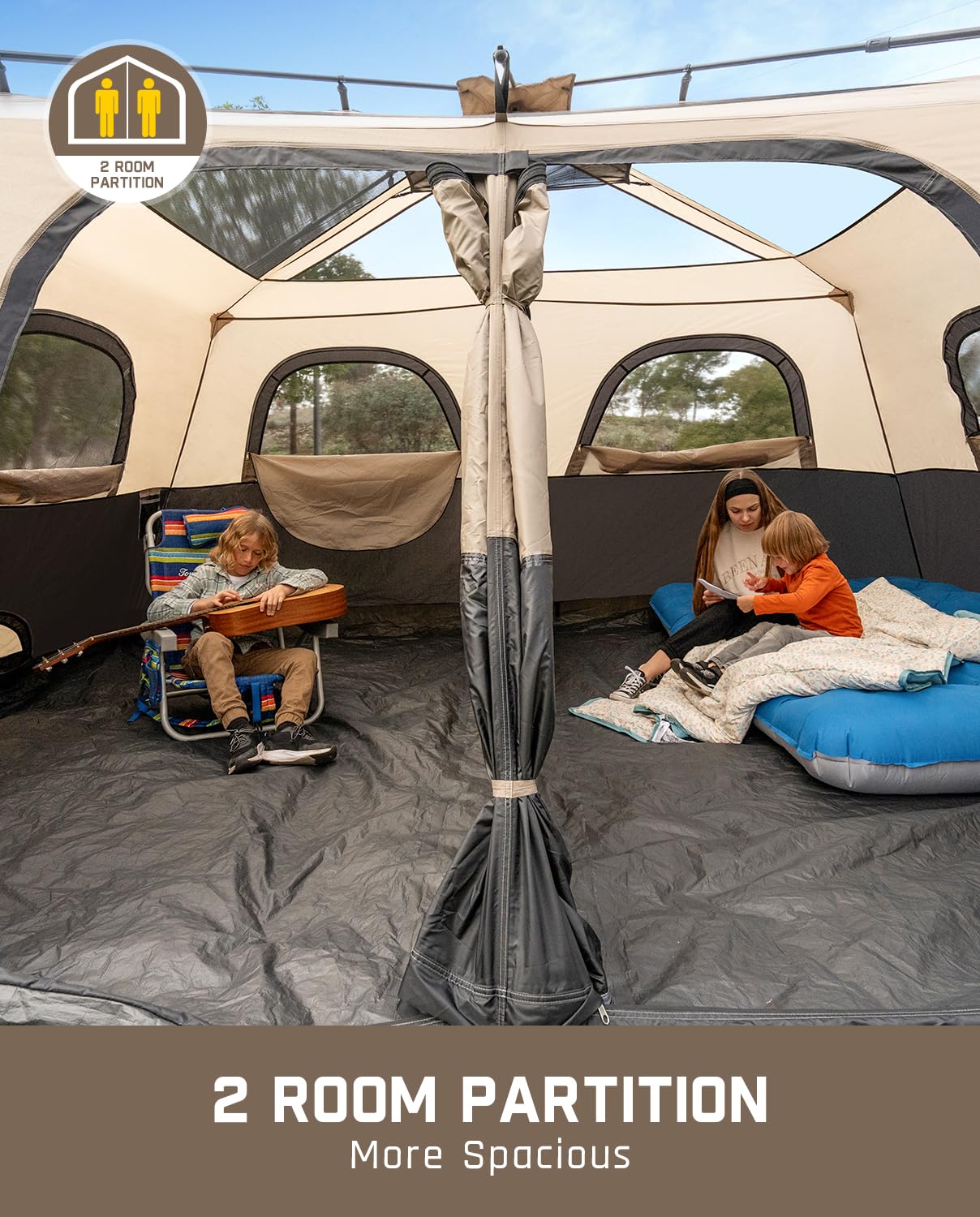FanttikOutdoor 8-Person Instant Cabin Tent – 60 Second Setup, Waterproof Rainfly & Windproof, Large Family Camping Tent with Carry Bag